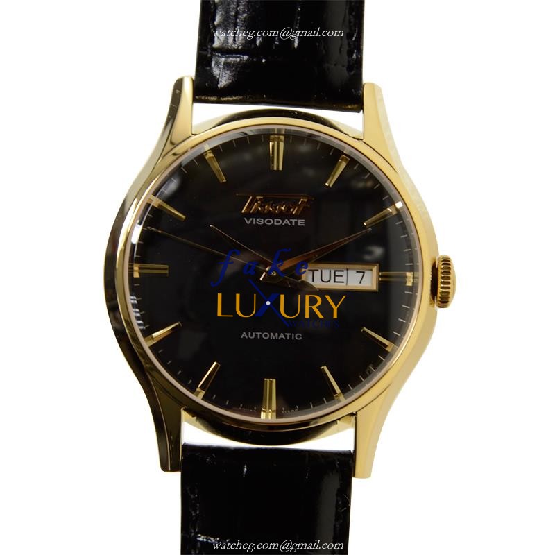 Tissot T019.430.36.051.01 T-Classic Automatic Gold-Plated Steel Black Leather Replica Watch - Luxury Replica Watch