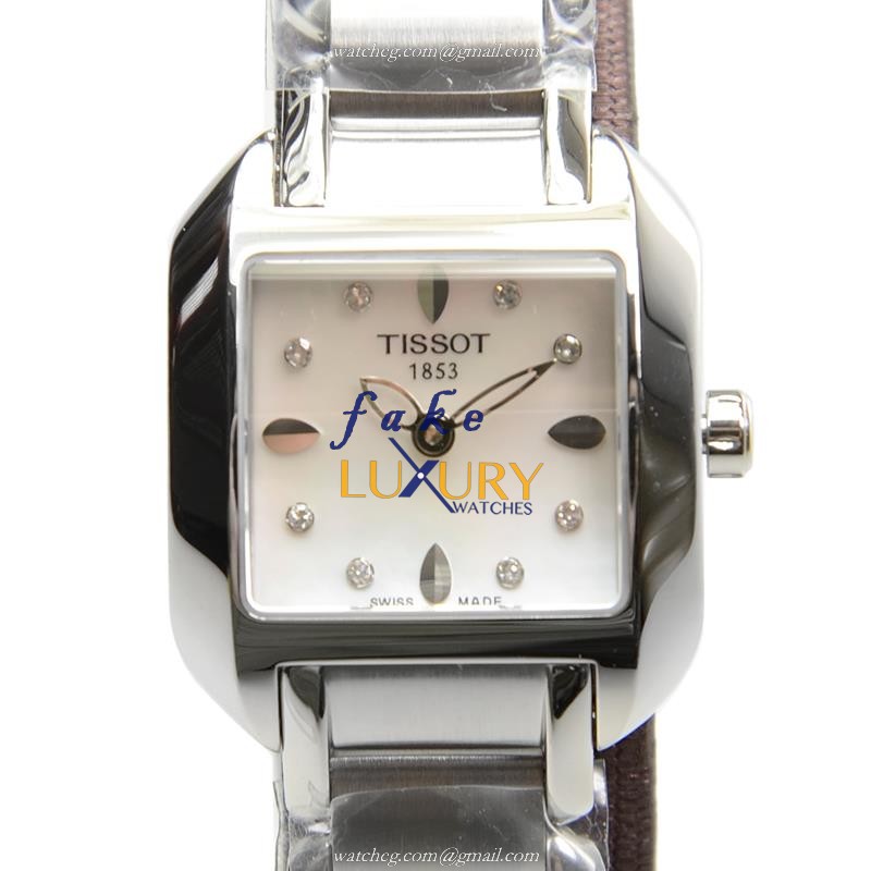 Tissot T02.1.285.74 Replica Watch, T-LADY Quartz, White Dial, Silver Stainless Steel Bracelet - Luxury Replica Watch