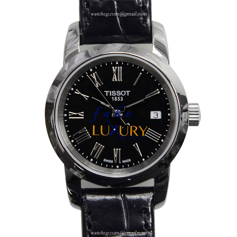 Tissot T-CLASSIC Replica Watch T033.210.16.053.00, Quartz Movement, Black Dial, Leather Strap - Luxury Replica Watch
