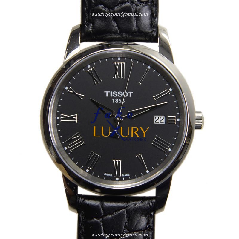 Tissot T-CLASSIC T033.410.16.053.01 Quartz Stainless Steel Black Dial Leather Strap Replica Watch - Luxury Replica Watch