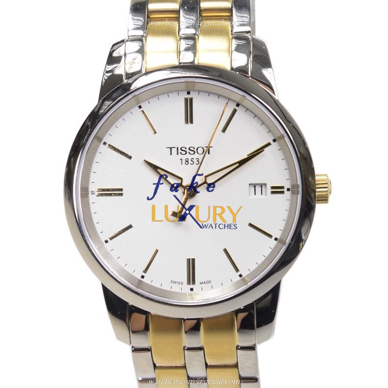 Tissot T033.410.22.011.01 Replica Watch, White Dial, Quartz Movement, Gold PVD Strap - Luxury Replica Watch