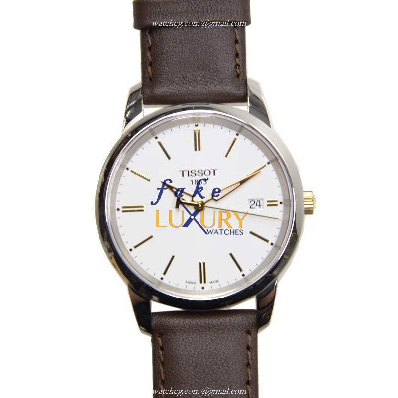 Tissot T-CLASSIC T033.410.26.011.01 Quartz White Dial Leather Strap Replica Watch - Luxury Replica Watch