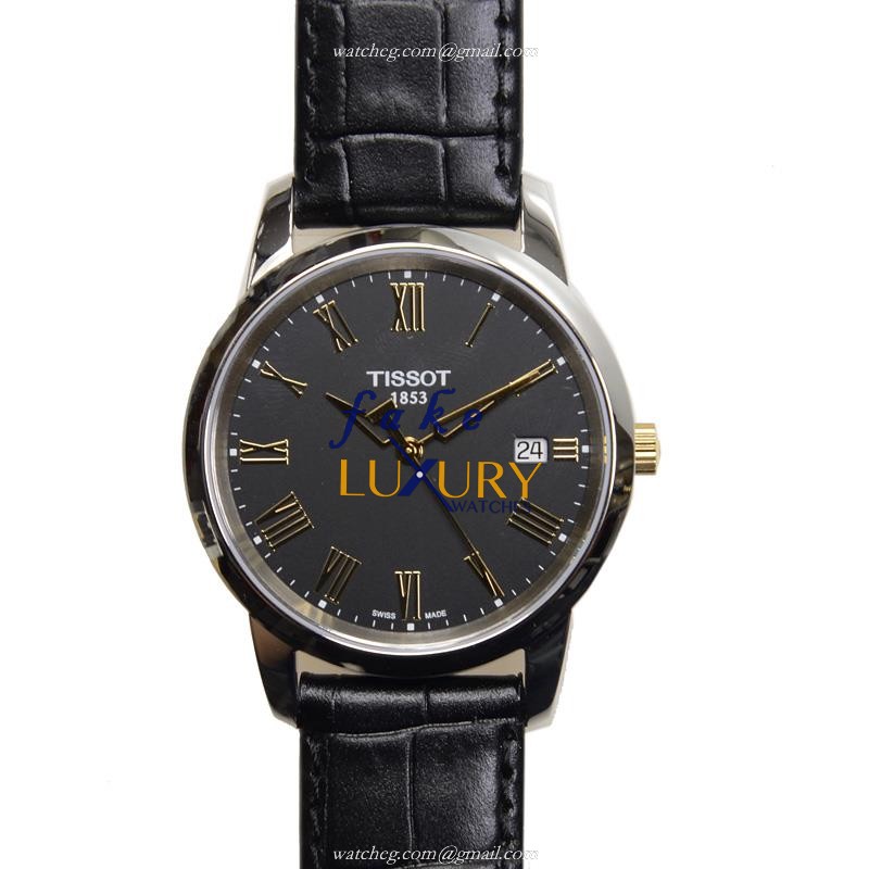 Tissot T033.410.26.053.01 T-Classic Replica Watch With Quartz Movement, Black Dial, Leather Strap - Luxury Replica Watch