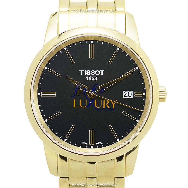 Tissot T033.410.33.051.01 T-Classic Quartz Black Dial Gold Stainless Steel Replica Watch - Luxury Replica Watch