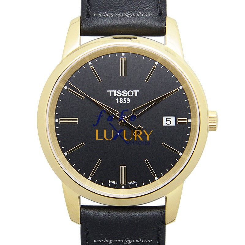 Tissot T-CLASSIC T033.410.36.051.01 Quartz Stainless Steel Black Dial Leather Replica Watch - Luxury Replica Watch