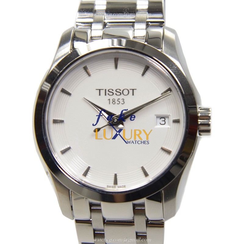Tissot T035.210.11.011.00 Replica Watch, T-Classic, Quartz, White Dial, Silver Stainless Steel - Luxury Replica Watch