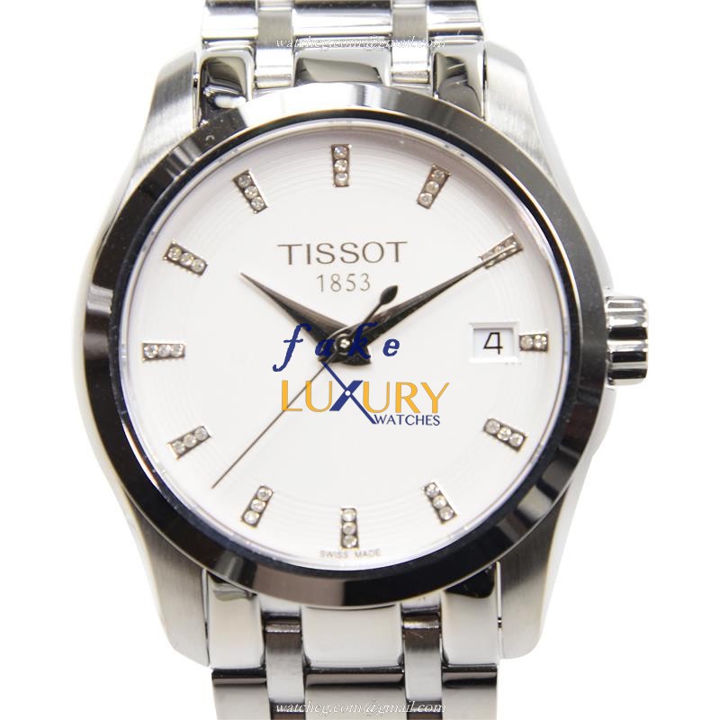 Tissot T035.210.11.016.00 Replica Watch, Quartz, White Dial, Silver Stainless Steel Strap, 32mm - Luxury Replica Watch