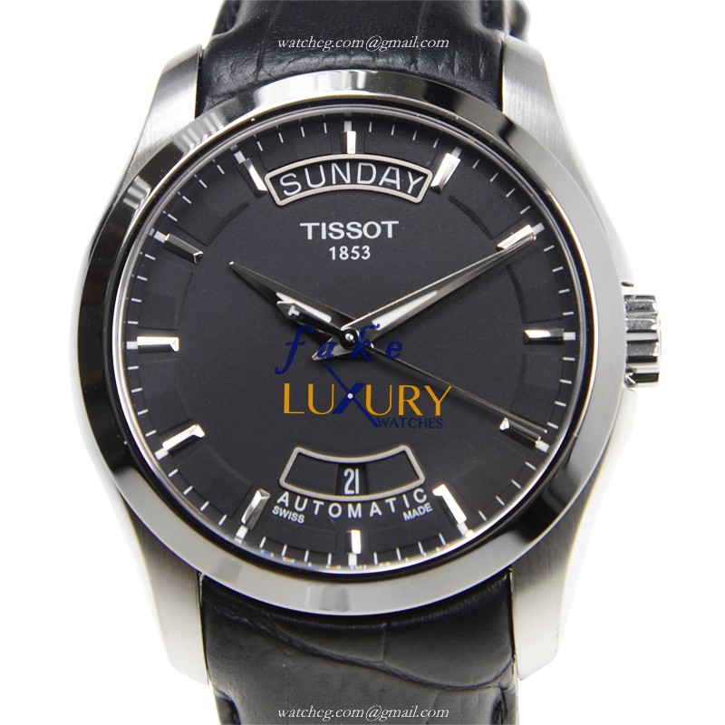 Tissot T-CLASSIC T035.407.16.051.00 Automatic Black Dial Leather Strap Replica Watch - Luxury Replica Watch