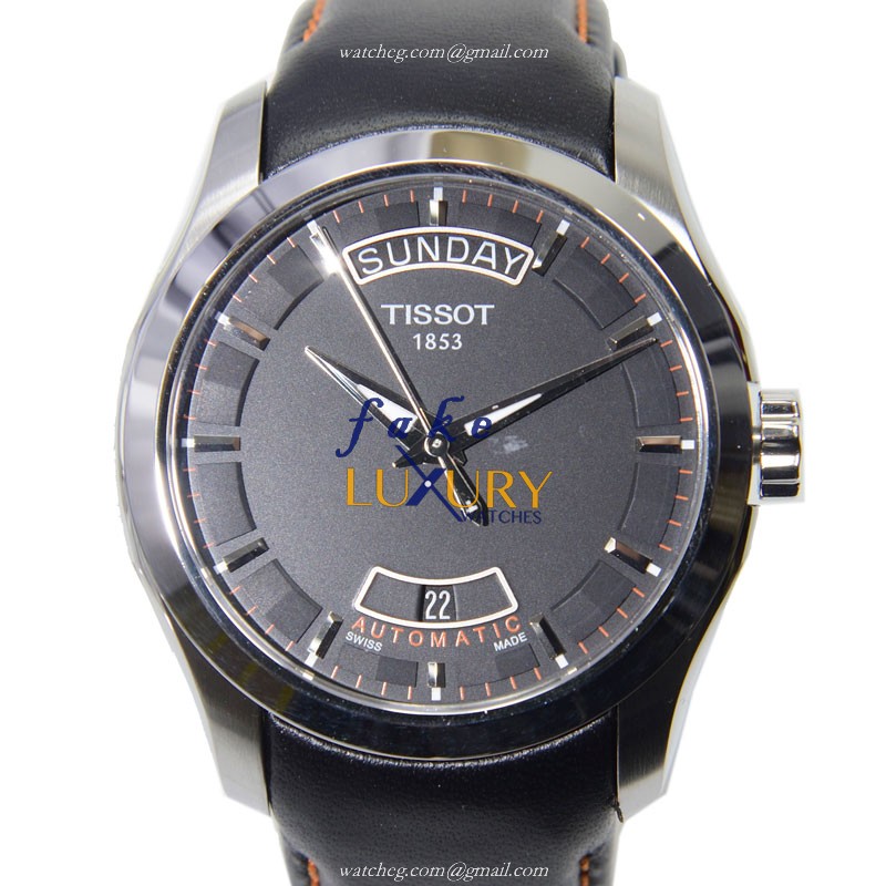 Tissot T035.407.16.051.01 T-Classic Replica Watch Automatic Black Dial Steel Case Leather - Luxury Replica Watch