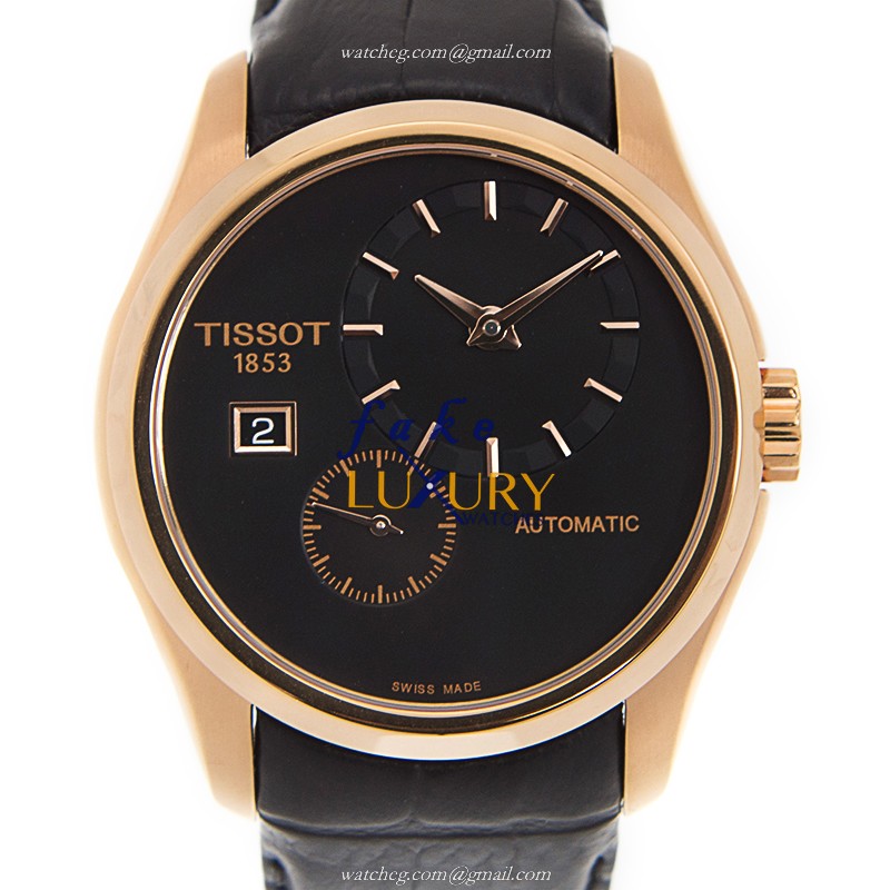 Tissot T-CLASSIC Automatic Replica Watch T035.428.36.051.00 Black Dial Stainless Steel Case Leather - Luxury Replica Watch