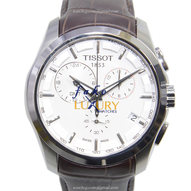Tissot T-CLASSIC Replica Watch T035.439.16.031.00 Quartz Steel Case Silver Dial Brown Leather Strap - Luxury Replica Watch