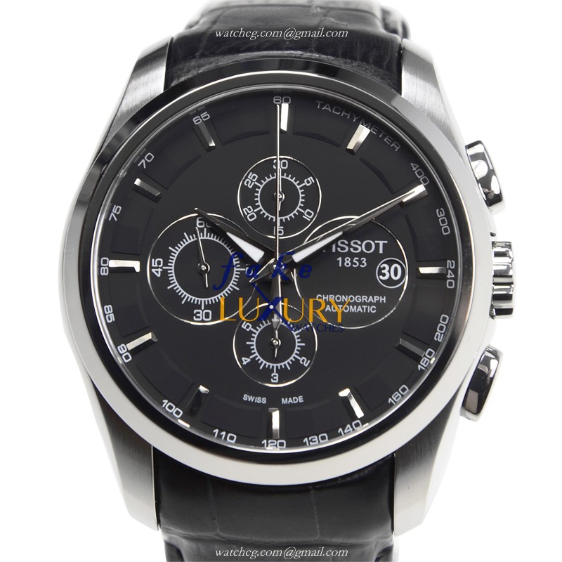 Tissot T035.627.16.051.00 Replica Watch, Black Dial, Steel Case, Automatic Movement, Leather Strap - Luxury Replica Watch