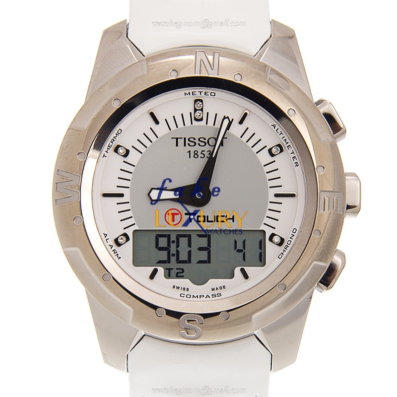 Tissot Touch Collection T047.220.46.086.00 Quartz Titanium White Dial Leather Replica Watch - Luxury Replica Watch
