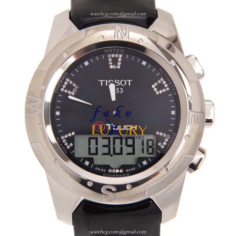 Tissot Touch Collection T047.220.46.126.00 Quartz Titanium Blue Dial Leather Strap Replica Watch - Luxury Replica Watch