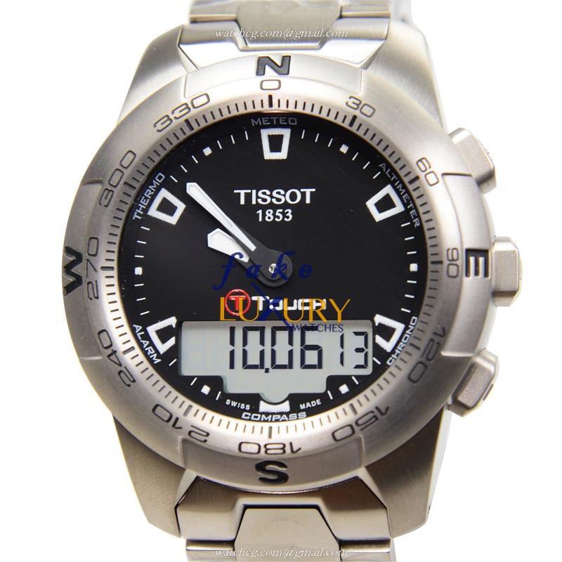 T047.420.44.051.00 - Tissot Touch Collection Replica Watch - Quartz Titanium - Silver Strap Black - Luxury Replica Watch