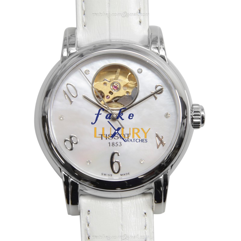 Tissot T-CLASSIC Automatic Replica Watch T050.207.16.116.00 White Dial White Leather Strap - Luxury Replica Watch