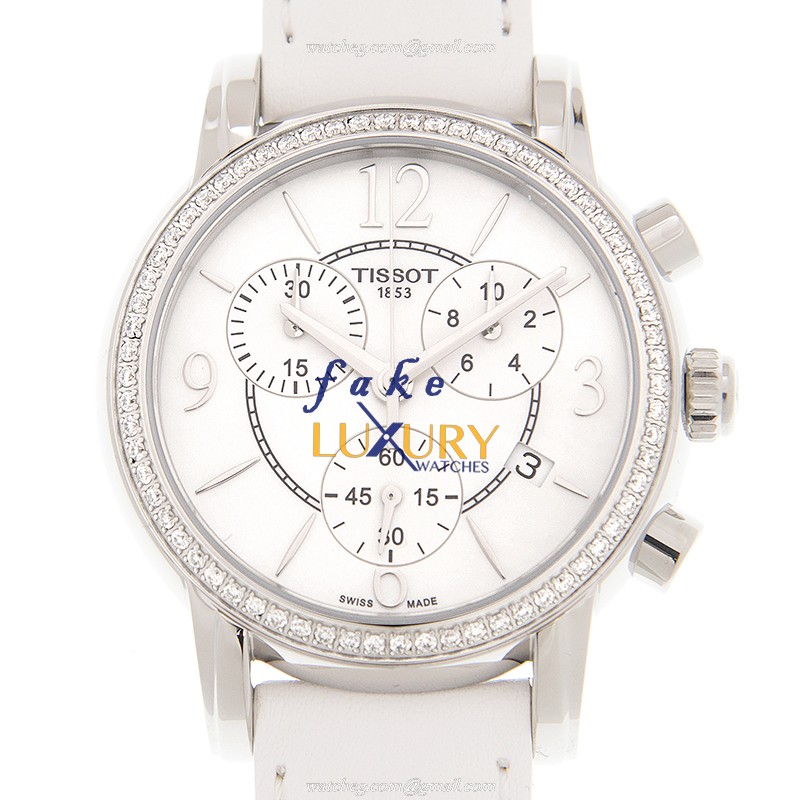 Tissot T050.217.67.117.00 T-LADY Replica Watch, Quartz Movement, White Dial, Leather Strap - Luxury Replica Watch