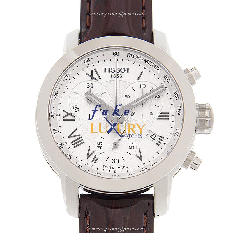 Tissot T-SPORT Quartz T055.217.16.033.01 Stainless Steel White Dial Leather Strap Replica Watch - Luxury Replica Watch