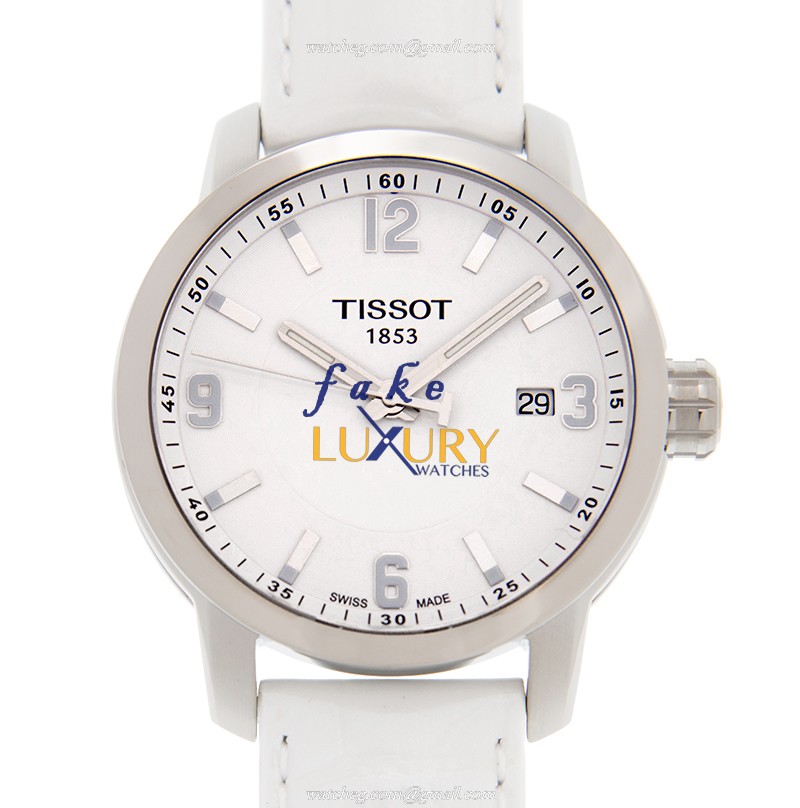Tissot T055.410.16.017.00 Replica Watch, Quartz, White Dial, Steel Case, Leather Strap - Luxury Replica Watch