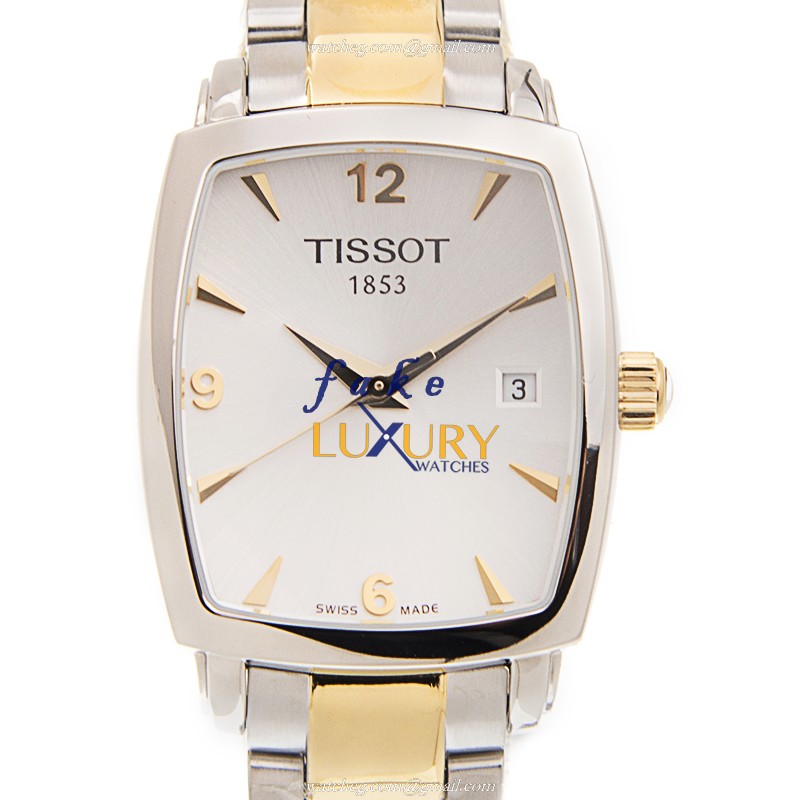 Tissot T-CLASSIC Replica Watch T057.910.22.037.00, Quartz, Silver Dial, Gold & Silver Steel Bracelet - Luxury Replica Watch