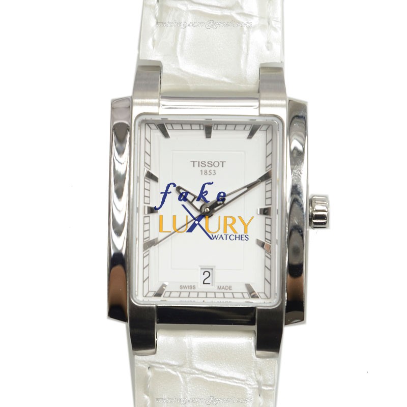 Tissot T061.310.16.031.00 T-LADY Quartz White Leather Stainless Steel Replica Watch - Luxury Replica Watch