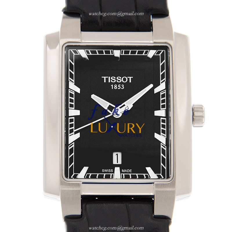 Tissot T061.510.16.051.00 T-Trend Quartz Stainless Steel Black Dial Leather Replica Watch - Luxury Replica Watch