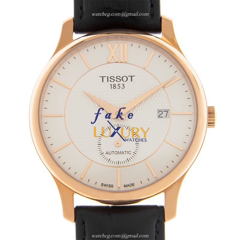 Tissot T063.428.36.038.00 T-TRADITION Replica Watch, Automatic Movement, Silver Dial, Gold-Plated - Luxury Replica Watch