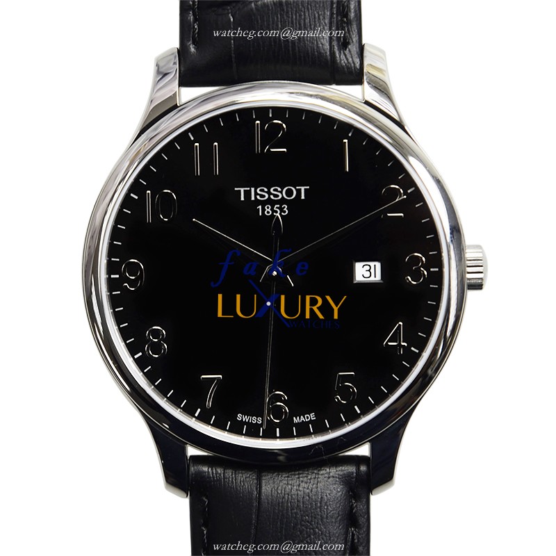 Tissot T-CLASSIC T063.610.16.052.00 Quartz Black Dial Leather Strap Replica Watch - Luxury Replica Watch