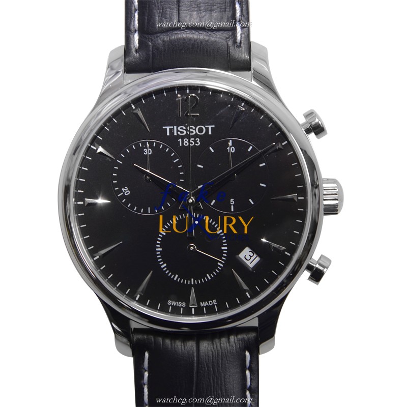 Tissot T063.617.16.057.00 T-Classic Replica Watch, Quartz Movement, Black Dial, Leather Strap - Luxury Replica Watch