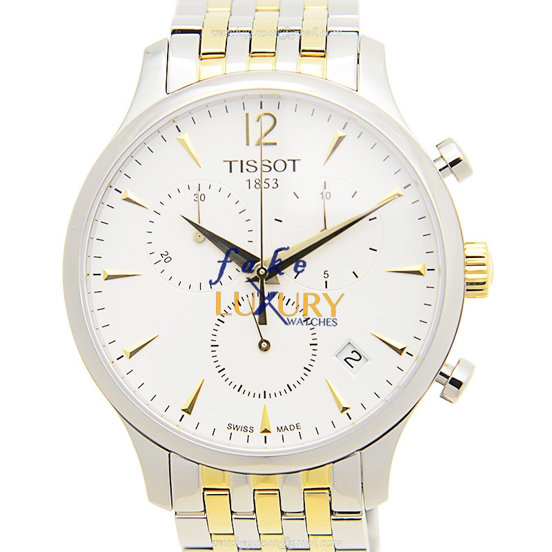 Tissot T063.617.22.037.00 T-Classic Replica Watch - Quartz - White Dial Gold Strap - Steel Case - Luxury Replica Watch