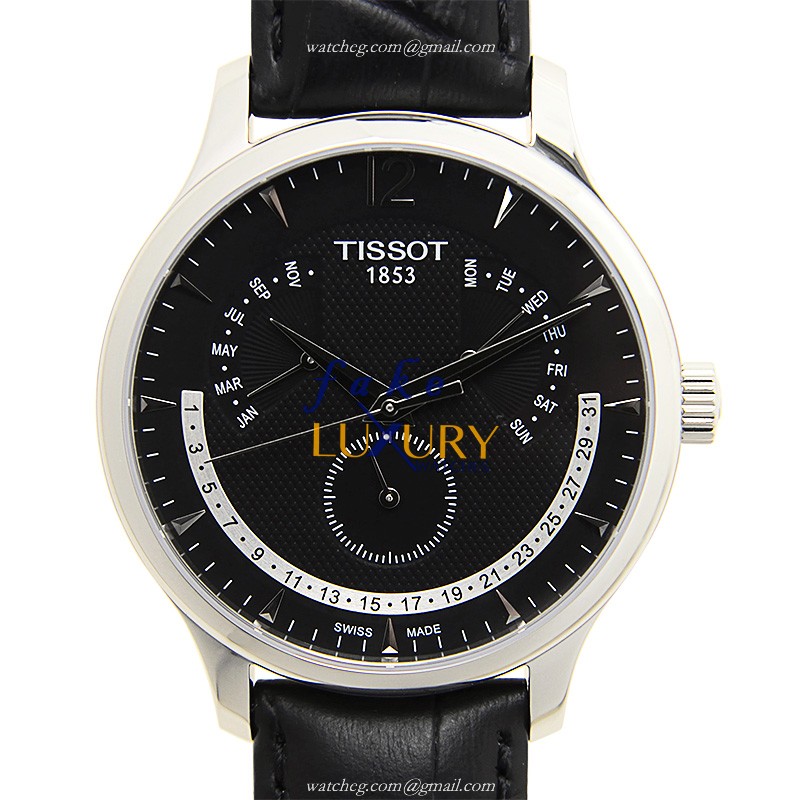 Tissot T063.637.16.057.00 | T-Classic Quartz Black Dial Leather Strap Replica Watch - Luxury Replica Watch