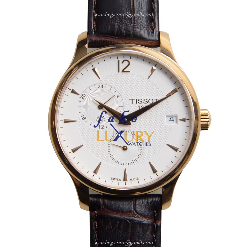 Tissot T063.639.36.037.00 T-Classic Replica Watch, Quartz Movement, White Dial, Brown Leather Strap - Luxury Replica Watch