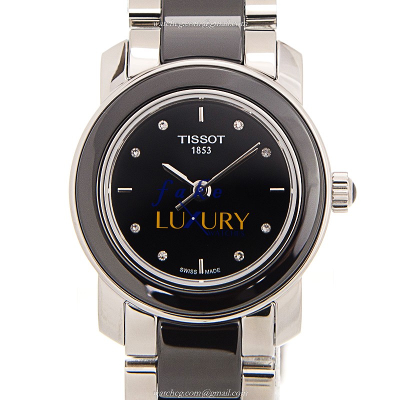 Tissot T-LADY Quartz Ceramic Steel T064.210.22.056.00 Black Dial Replica Watch - Luxury Replica Watch