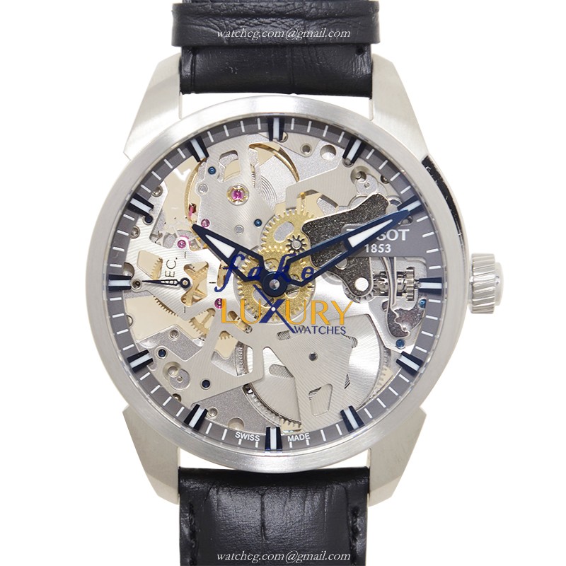 Tissot T070.405.16.411.00 Replica Watch, Manual Wind, Transparent Skull Dial, Steel Case - Luxury Replica Watch