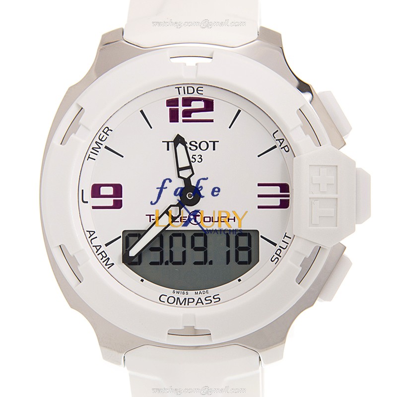 Tissot T081.420.17.017.00 - Replica Watch - Touch Collection - Quartz - White Rubber Strap - Luxury Replica Watch