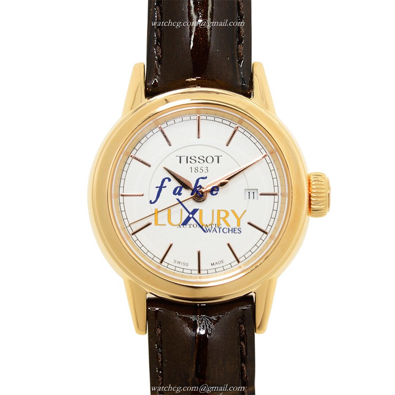 Tissot T085.207.36.011.00 T-Classic Automatic Replica Watch, White Dial Steel Case Black Leather - Luxury Replica Watch