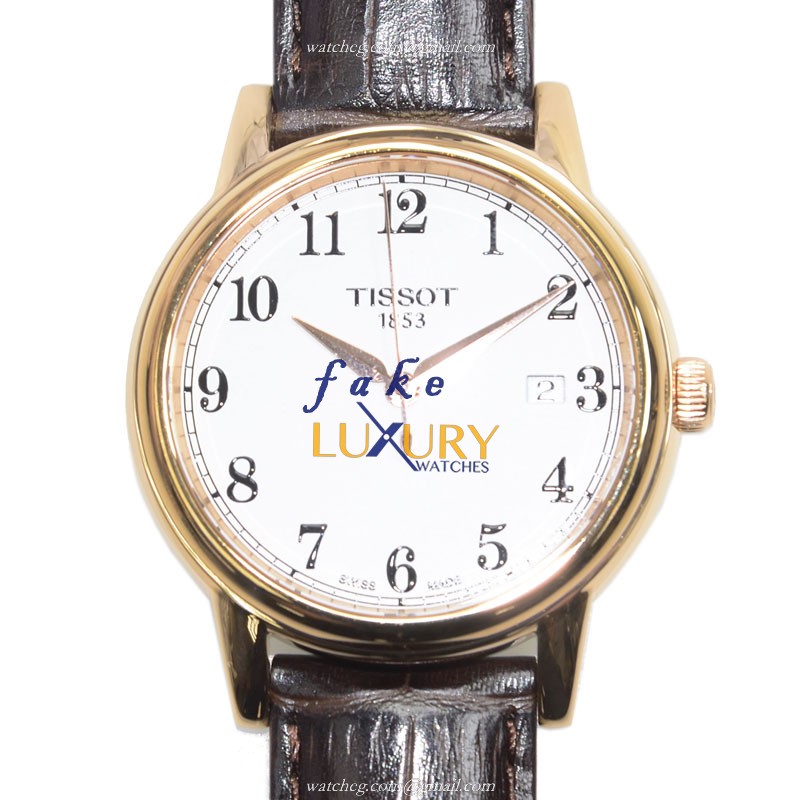 Tissot T-CLASSIC T085.410.36.012.00 - Replica Watch - Quartz - White Dial - Steel Case - Brown - Luxury Replica Watch