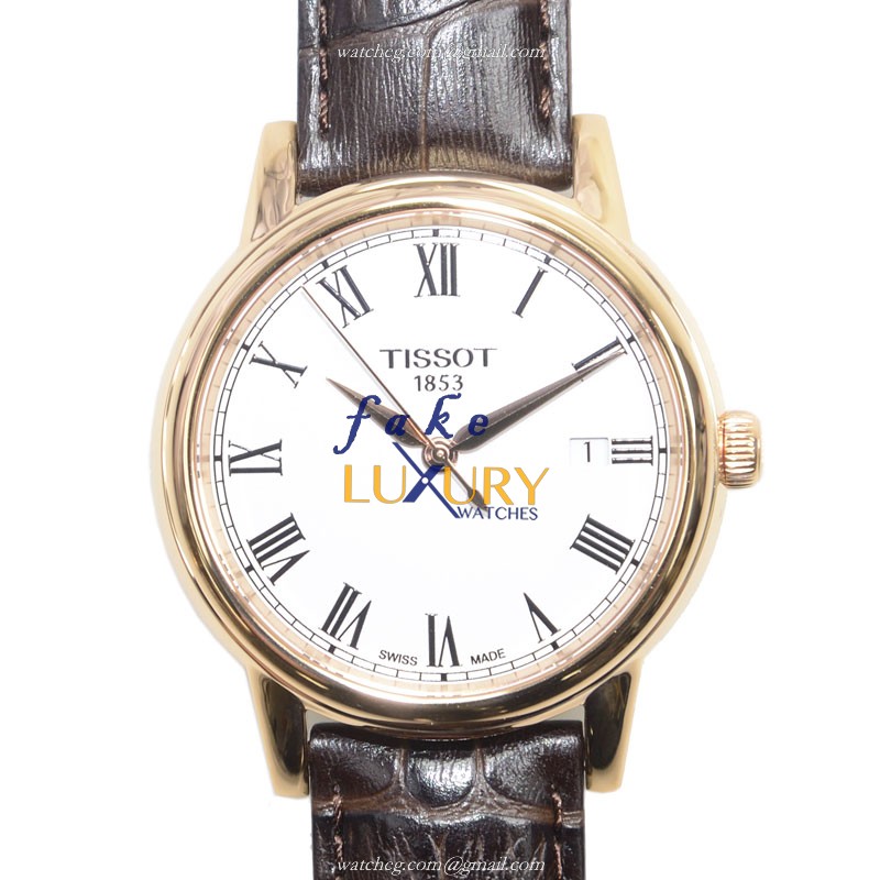 Tissot T085.410.36.013.00 T-Classic Quartz Replica Watch, White Dial, Steel Case, Brown Leather - Luxury Replica Watch