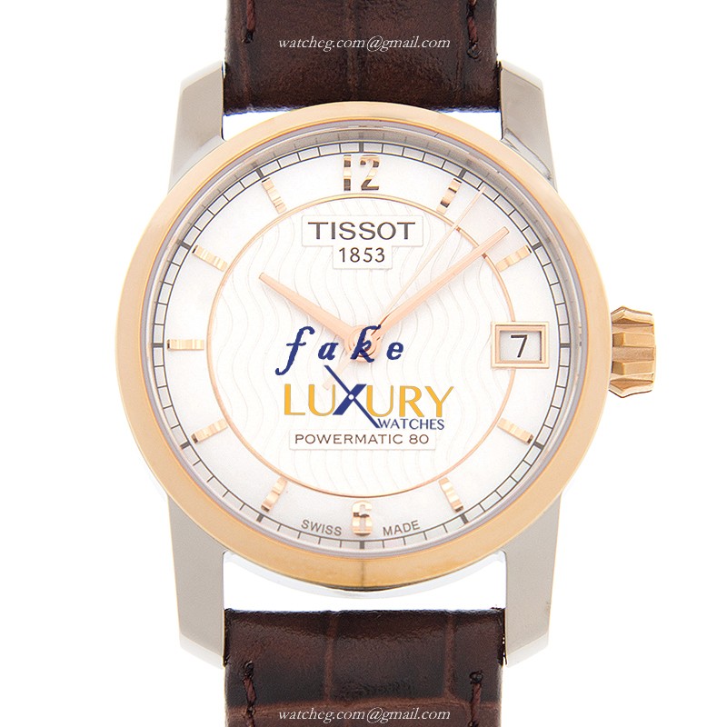 T087.207.56.117.00 - Tissot T-Classic Replica Watch - Automatic - White Dial - Brown Leather Strap - Luxury Replica Watch
