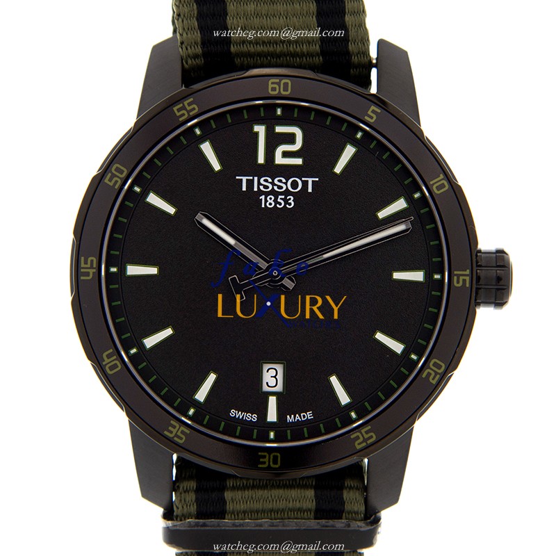 Tissot T095.410.37.057.00 Replica Watch, Quartz Movement, Black Dial, Green Nylon Strap - Luxury Replica Watch