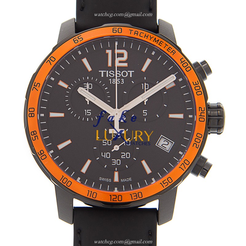 Tissot T095.417.36.057.01 Replica Watch, Quartz Movement, Black Dial, Leather Strap - Luxury Replica Watch