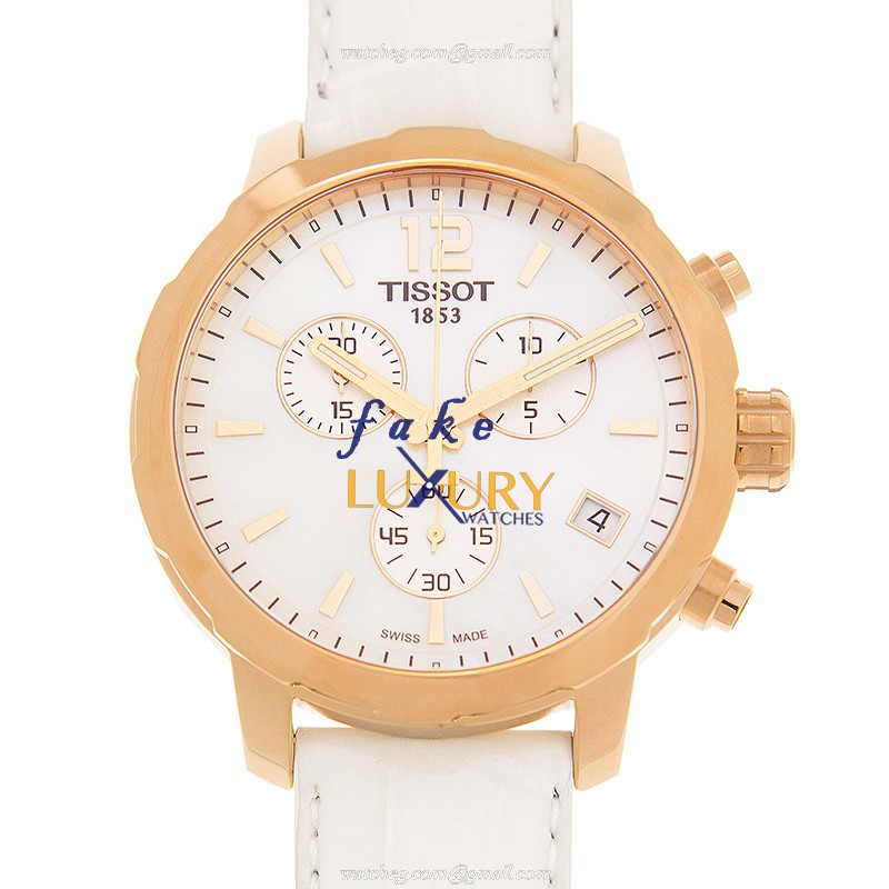 Tissot T095.417.36.117.00 Replica Watch White Dial Quartz Gold-Plated Stainless Steel Leather Strap - Luxury Replica Watch