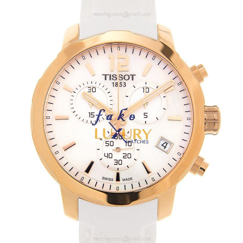 Tissot T095.417.37.117.00 | T-SPORT Quartz Gold-Plated Stainless Steel White Leather Replica Watch - Luxury Replica Watch