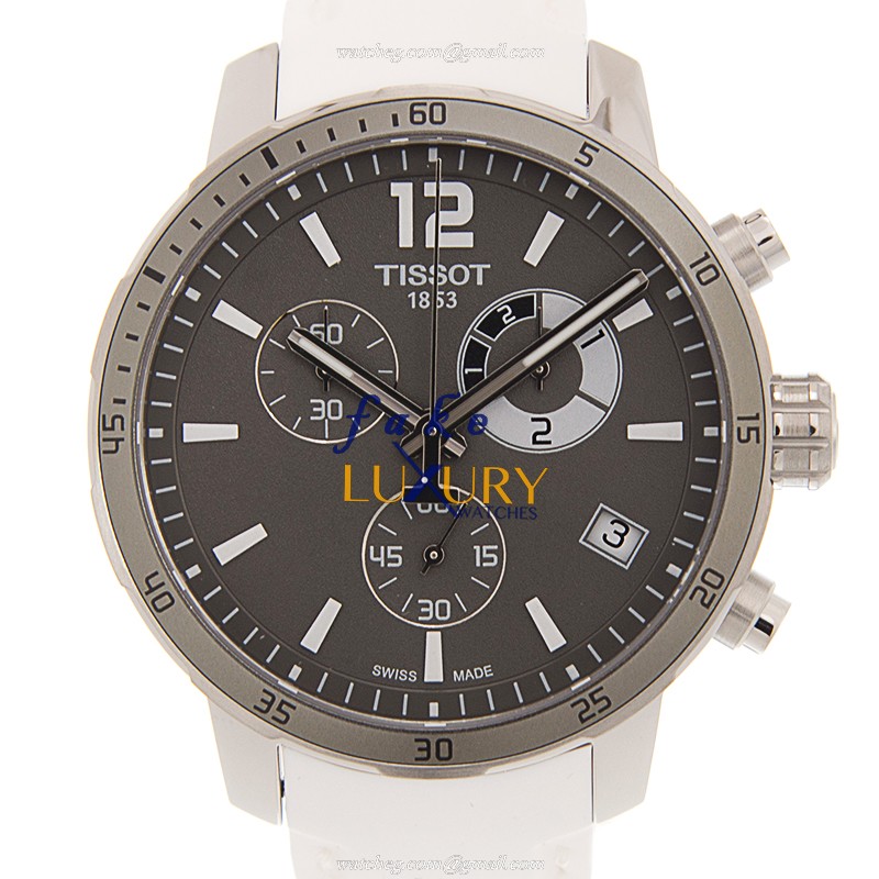 Tissot T095.449.17.067.00 Replica Watch, Quartz Movement, Dark Grey Dial, White Rubber Strap - Luxury Replica Watch