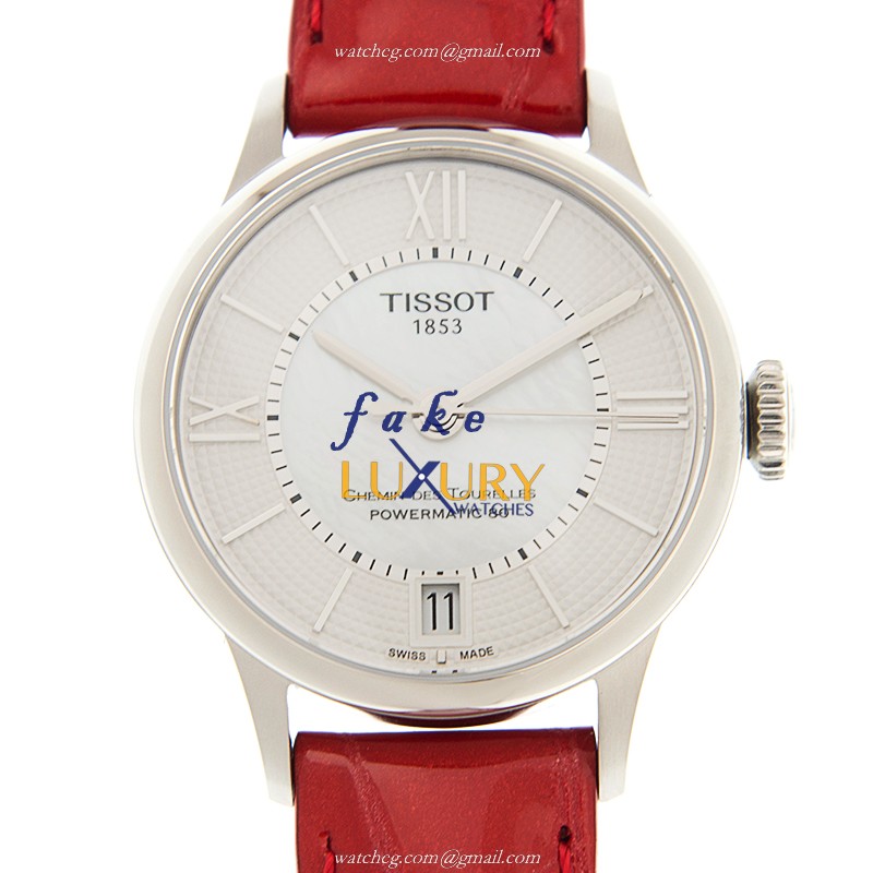 Tissot T099.207.16.118.00 Replica Watch, White Dial, Steel Case, Automatic Movement, Red Leather - Luxury Replica Watch