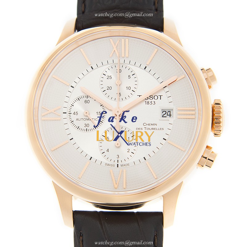 Tissot T-CLASSIC T099.427.36.038.00 Replica Watch, Silver Dial, 18kt Rose Gold Case, Automatic - Luxury Replica Watch