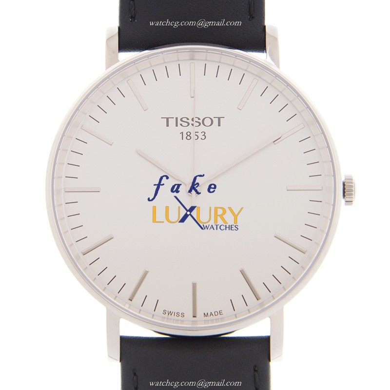 Tissot T109.610.16.031.00 EVERYTIME Replica Watch, Quartz Movement, White Dial, Leather Strap - Luxury Replica Watch