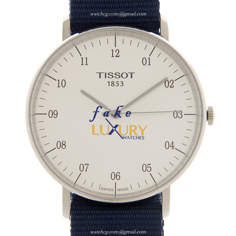 T109.610.17.037.00 - Tissot Everytime Quartz Replica Watch - Blue Dial Blue Canvas Strap - Luxury Replica Watch