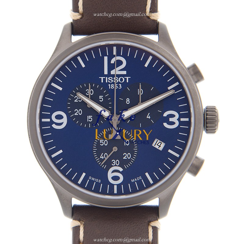 Tissot Chrono XL T116.617.36.047.00 Quartz Blue Dial Leather Brown Strap Replica Watch - Luxury Replica Watch