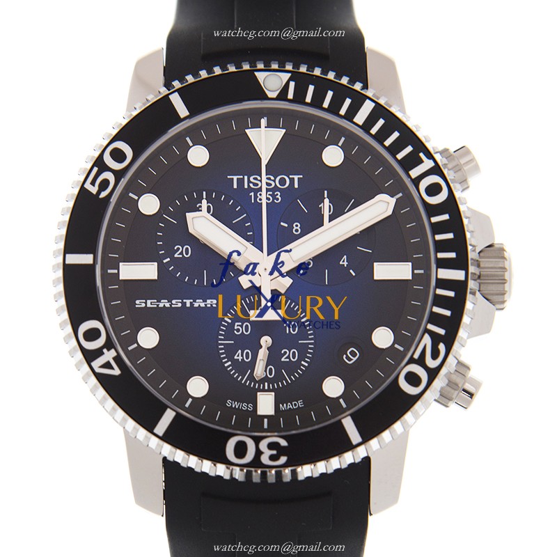 Tissot Seastar 1000 Replica Watch T120.417.17.041.00, Blue Dial, Quartz Movement, Rubber Strap - Luxury Replica Watch